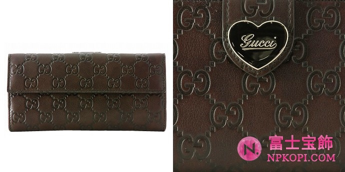 GUCCI/グッチ 2012年春夏HEARTグッチシマGG柄ハートディテール付きWフラップ長財布 203550 AA61G 2019 